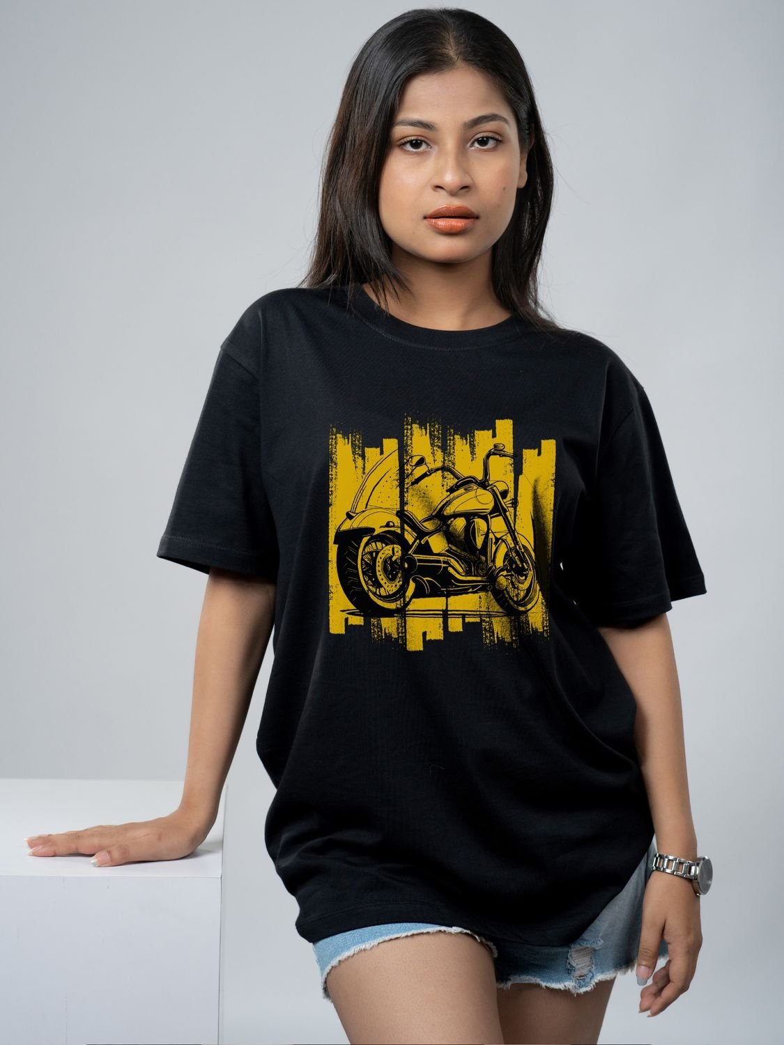 Roads to India® Cotton T-Shirt for Men  – Ladakh Riders Batch Motorcycle Graphic Tee | Half Sleeve Round Neck | Unisex Regular & Oversized Fit | 180/220 GSM | Black, Navy Blue | S to 5XL