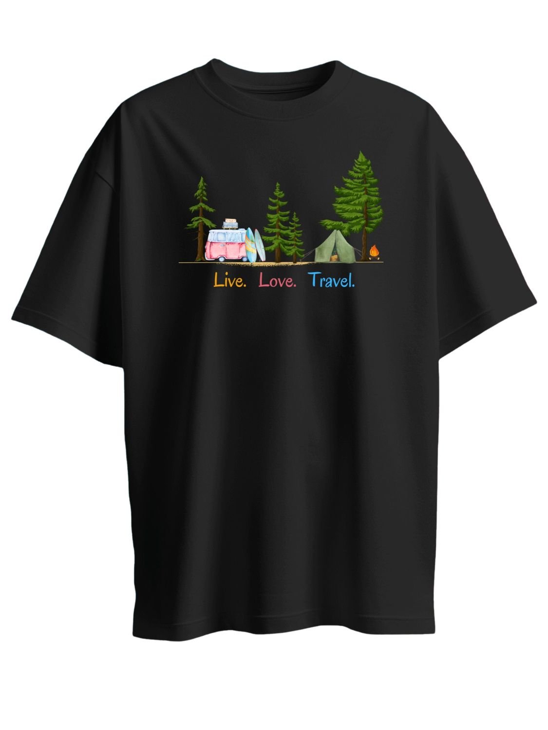Roads to India® Cotton T-Shirt for Men – Live Life Travel Graphic Print Tee | Half Sleeve Round Neck | Unisex Regular & Oversized Fit | 180/220 GSM | Black, Grey, White | S to 5XL