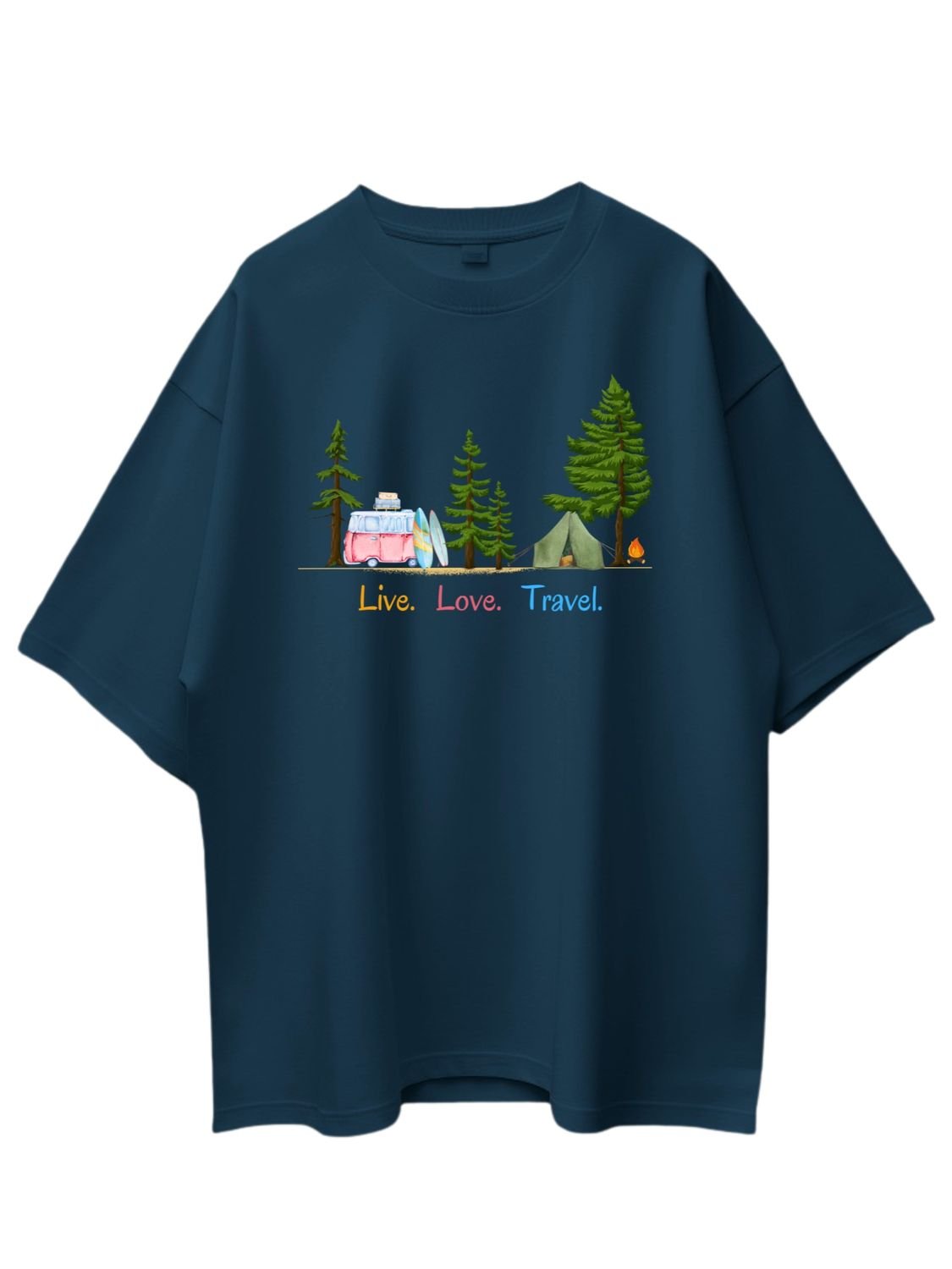 Roads to India® Cotton T-Shirt for Men – Live Life Travel Graphic Print Tee | Half Sleeve Round Neck | Unisex Regular & Oversized Fit | 180/220 GSM | Black, Grey, White | S to 5XL