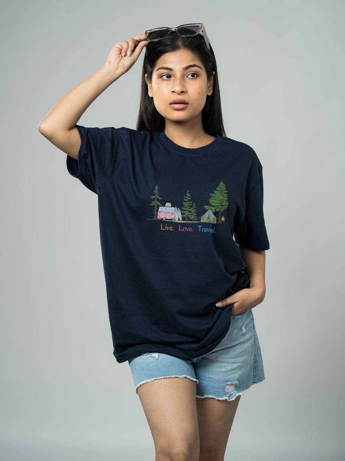 Roads to India® Cotton T-Shirt for Men – Live Life Travel Graphic Print Tee | Half Sleeve Round Neck | Unisex Regular & Oversized Fit | 180/220 GSM | Black, Grey, White | S to 5XL