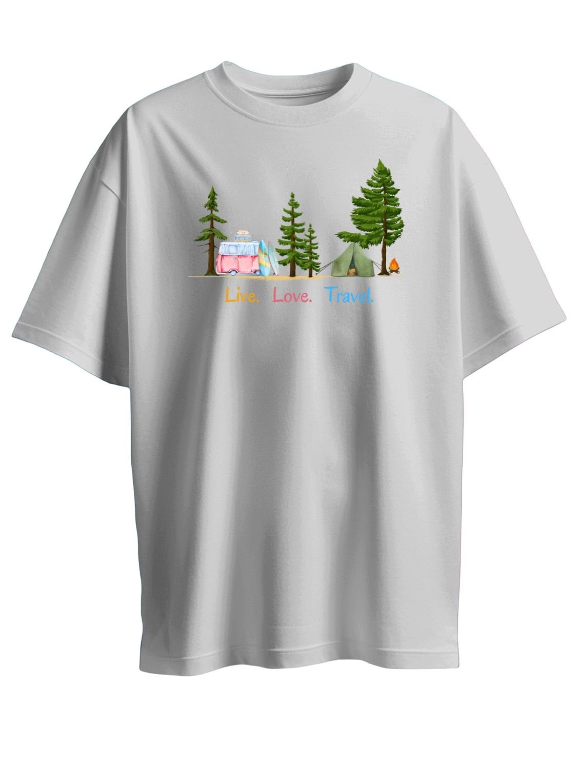 Roads to India® Cotton T-Shirt for Men – Live Life Travel Graphic Print Tee | Half Sleeve Round Neck | Unisex Regular & Oversized Fit | 180/220 GSM | Black, Grey, White | S to 5XL