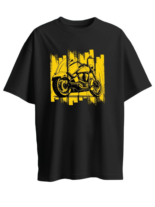 Roads to India® Men's Pure Cotton Travel T-Shirt – Ladakh Rider Graphic Tee Drop Shoulder, Unisex Regular & Oversized | 180/220 GSM | Half Sleeve, Round Neck | Sizes S–5XL | Black, Navy Blue
