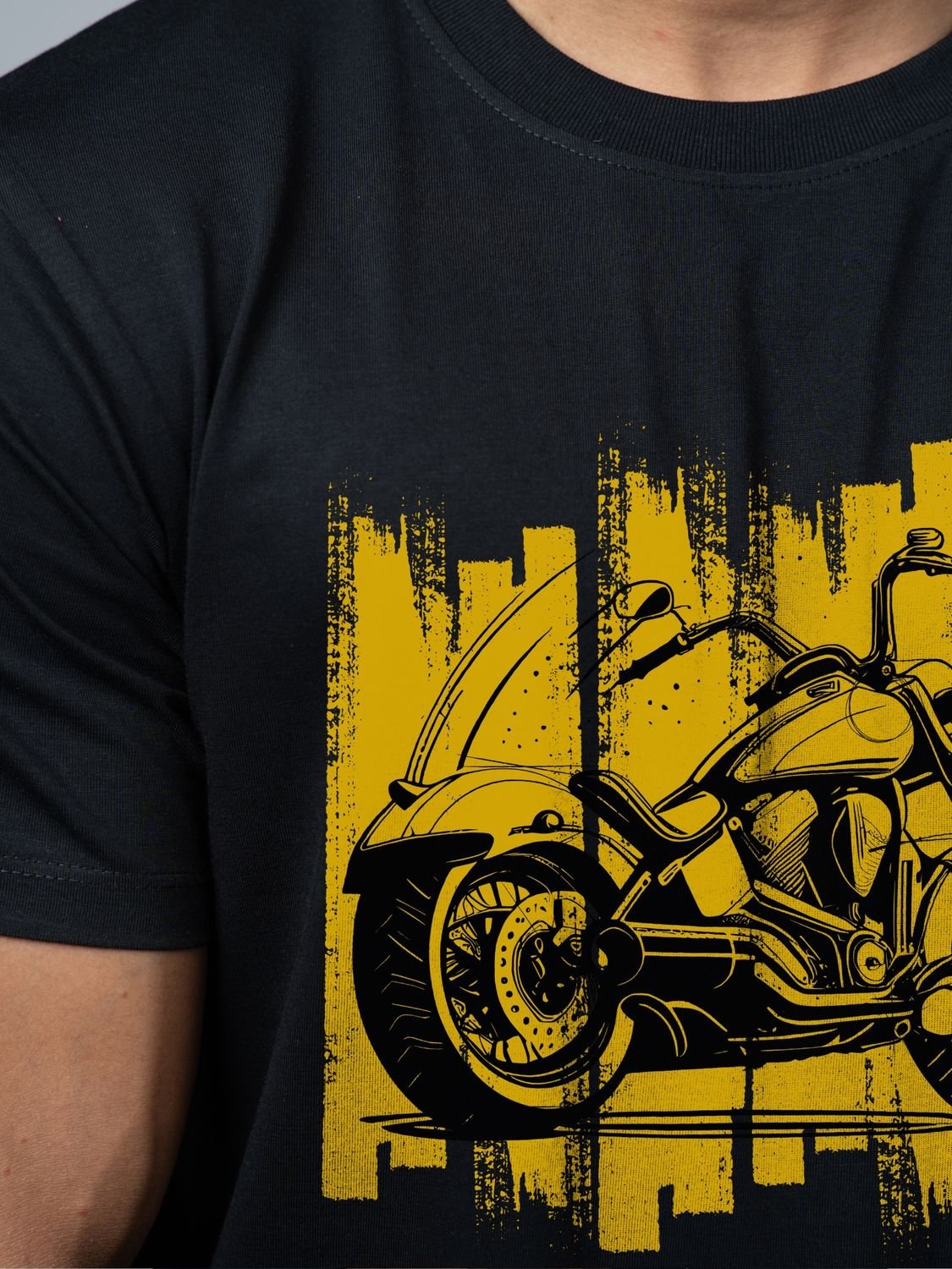 Roads to India® Men's Pure Cotton Travel T-Shirt – Ladakh Rider Graphic Tee Drop Shoulder, Unisex Regular & Oversized | 180/220 GSM | Half Sleeve, Round Neck | Sizes S–5XL | Black, Navy Blue