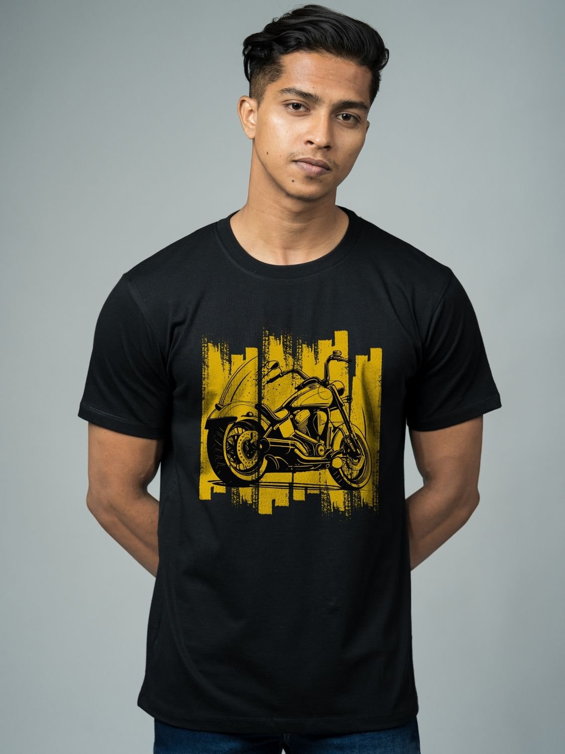 Roads to India® Men's Pure Cotton Travel T-Shirt – Ladakh Rider Graphic Tee Drop Shoulder, Unisex Regular & Oversized | 180/220 GSM | Half Sleeve, Round Neck | Sizes S–5XL | Black, Navy Blue