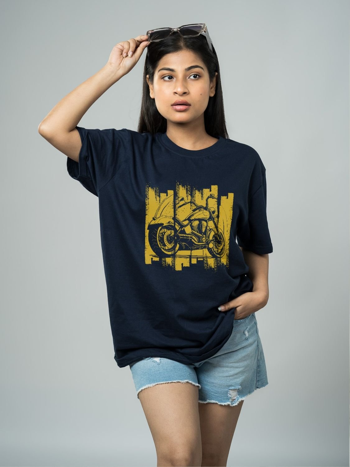 Roads to India® Men's Pure Cotton Travel T-Shirt – Ladakh Rider Graphic Tee Drop Shoulder, Unisex Regular & Oversized | 180/220 GSM | Half Sleeve, Round Neck | Sizes S–5XL | Black, Navy Blue