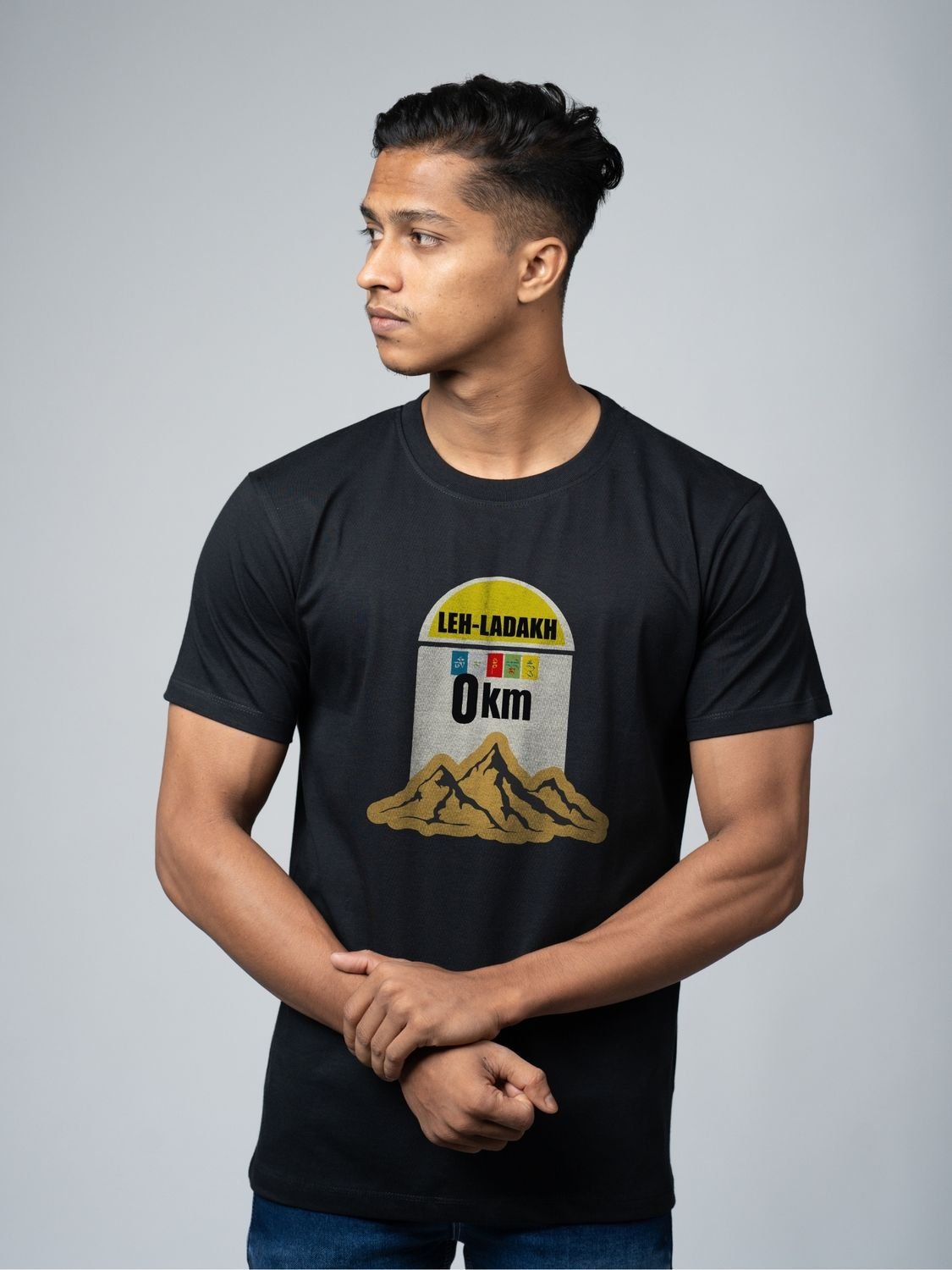 Roads to India® Cotton T-Shirt for Men – Start Your Dream Tour Graphic Print Tee | Half Sleeve Round Neck | Unisex Regular & Oversized Fit | 180/220 GSM | Black, Navy Blue | S to 5XL