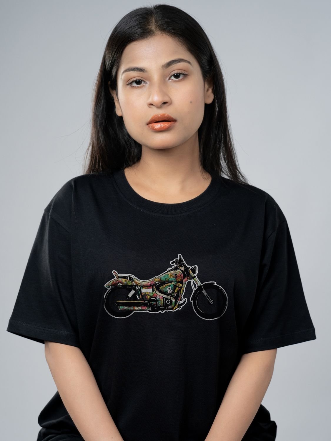 Roads to India® T-Shirt for Men – 100% Cotton Motorcycle Doodle Half Sleeve Round Neck Graphic Print Tee | Regular & Oversized Fit | 180/220 GSM | S–5XL | Navy Blue, Black