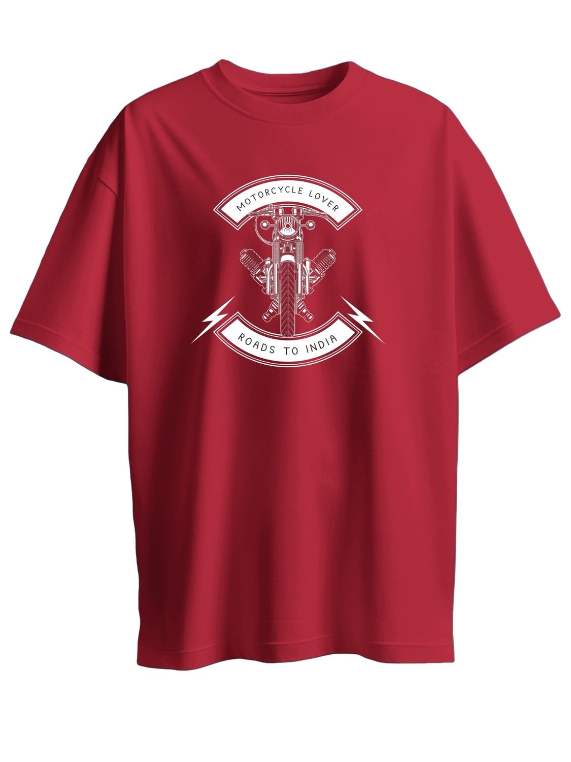 Roads to India® T-Shirt for Men – 100% Cotton Motorcycle Lover Half Sleeve Round Neck Graphic Print Tee | Regular & Oversized Fit | 180/220 GSM | S–5XL | Navy Blue, Red, Olive Green, Black