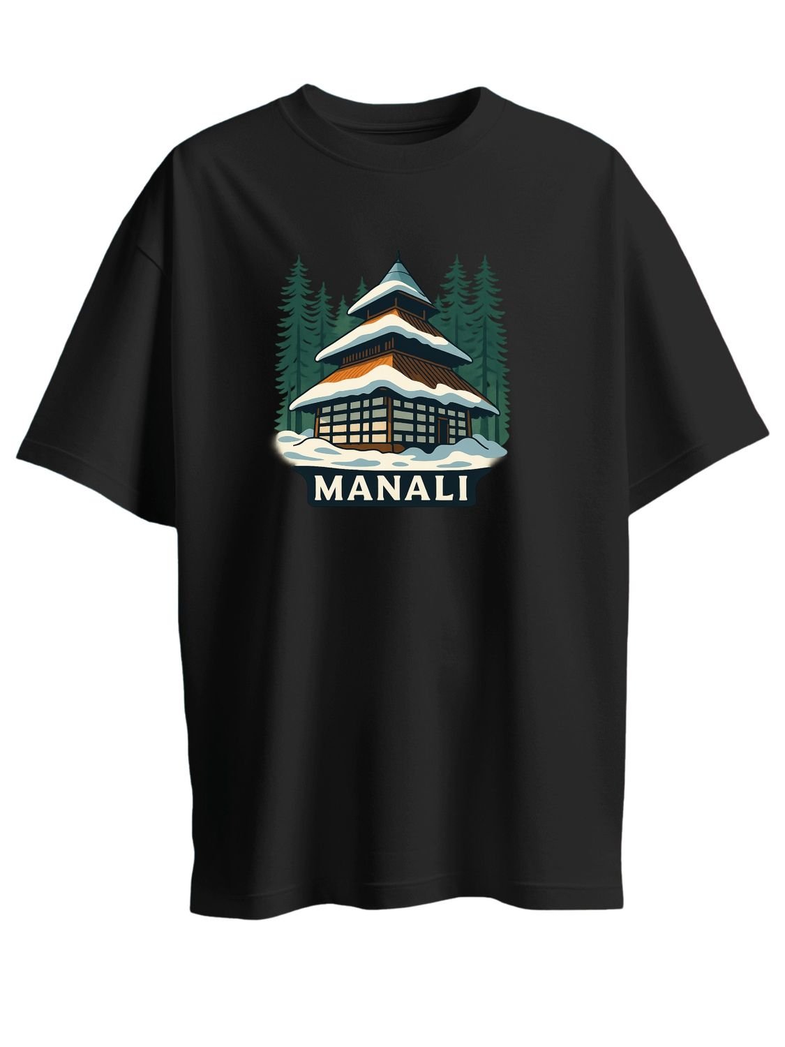 Roads to India® Pure Cotton Regular, Oversized Travel t-shirt for Men - Manali - Unisex Round Neck Printed Casual fit Drop Shoulder 180-220 GSM | S - 5XL | Black, White