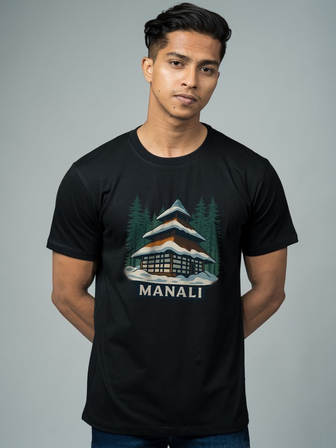 Roads to India® Pure Cotton Regular, Oversized Travel t-shirt for Men - Manali - Unisex Round Neck Printed Casual fit Drop Shoulder 180-220 GSM | S - 5XL | Black, White