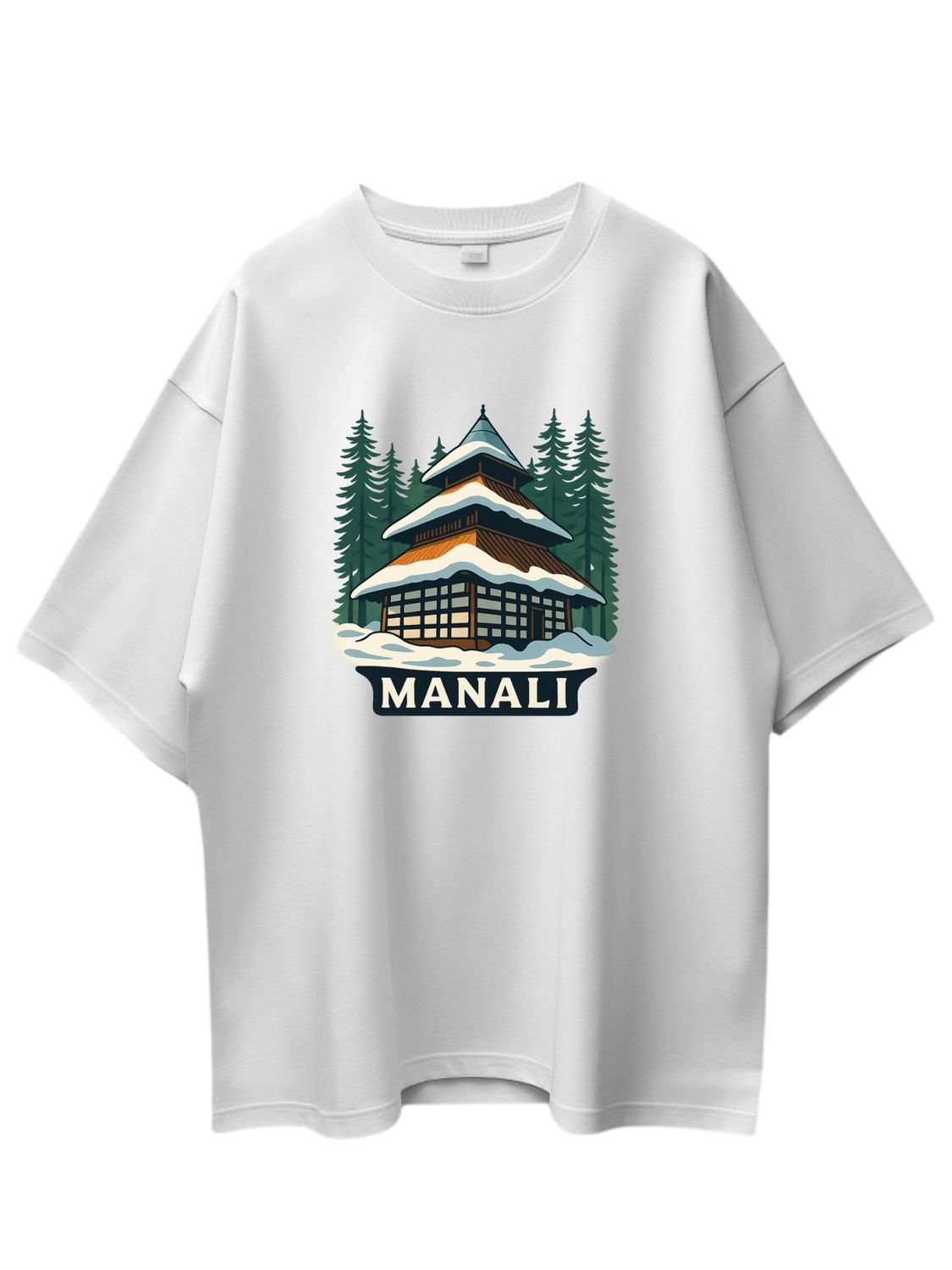 Roads to India® Pure Cotton Regular, Oversized Travel t-shirt for Men - Manali - Unisex Round Neck Printed Casual fit Drop Shoulder 180-220 GSM | S - 5XL | Black, White