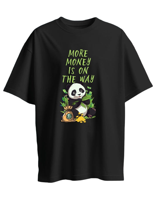 Roads to India® Women's Pure Cotton Travel T-Shirt – More Money Graphic Tee | Drop Shoulder, Women's Fit (Regular & Oversized) | 180/220 GSM | Half Sleeve, Round Neck | Sizes S–5XL | Black, Blue, Red