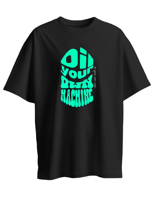 Roads to India® Women's Pure Cotton Travel T-Shirt – Oil Your Own Machine Graphic Tee | Drop Shoulder, Women's Fit Regular & Oversized | 180/220 GSM | Half Sleeve, Round Neck | S–5XL | Black, Nevy Blue