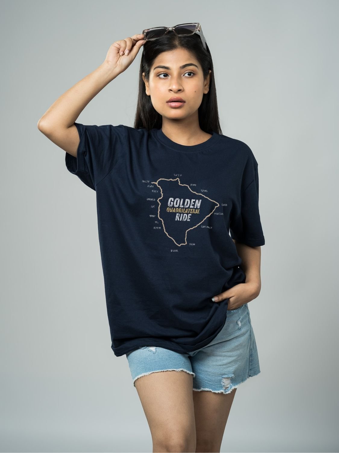 Roads to India® Men’s Travel T-Shirt – 100% Cotton Golden Quadrilateral Ride Graphic Tee | Unisex Regular & Oversized Fit| 180/220 GSM | Half Sleeve | S–5XL | Black, Navy Blue, Red, Olive Green