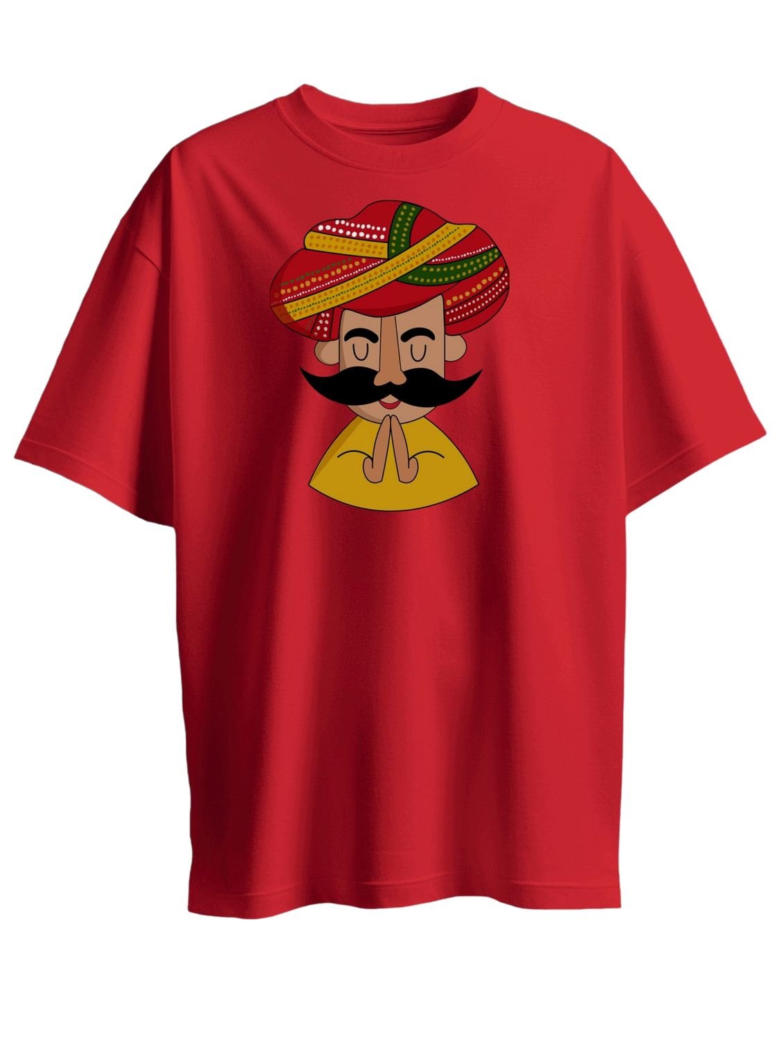 Roads to India® T-Shirt for Men – 100% Cotton Welcome to Rajasthan Unisex Half Sleeve Round Neck Graphic Print Tee | Regular & Oversized Fit | 180/220 GSM | S–5XL | White, Golden Yellow