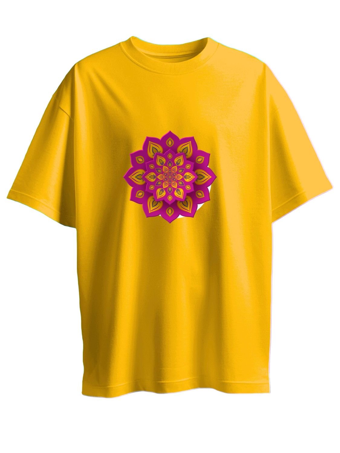 Roads to India® T-Shirt for Men – 100% Cotton Rangoli Half Sleeve Round Neck Graphic Print Tee | Unisex Regular & Oversized Fit | 180/220 GSM | S–5XL | Black, Navy Blue, Olive Green, Yellow, White