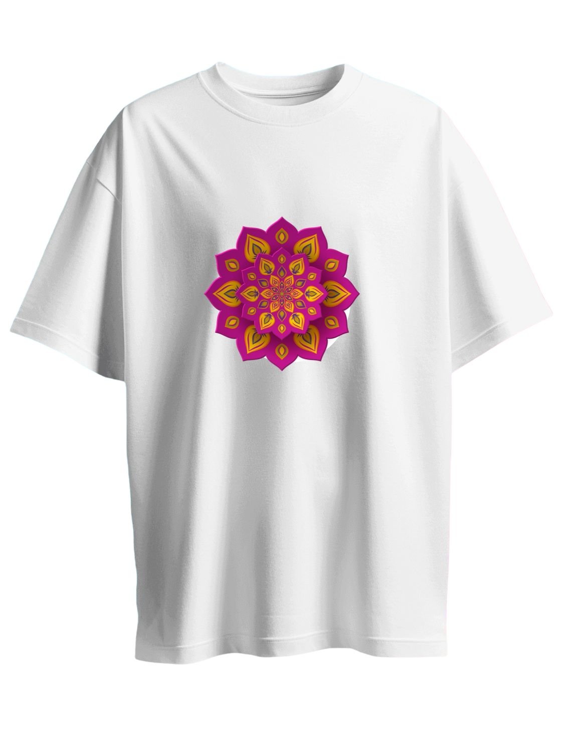Roads to India® T-Shirt for Men – 100% Cotton Rangoli Half Sleeve Round Neck Graphic Print Tee | Unisex Regular & Oversized Fit | 180/220 GSM | S–5XL | Black, Navy Blue, Olive Green, Yellow, White
