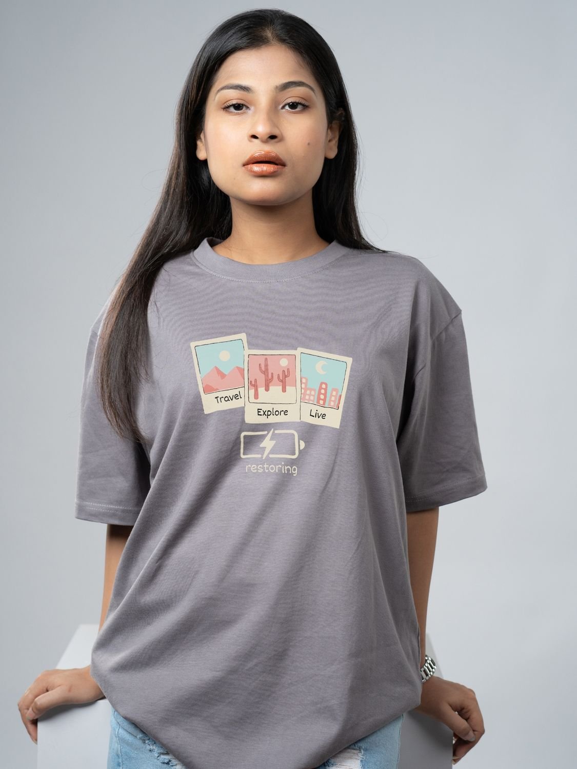 Roads to India® Cotton T-Shirt for Men – Restore Your Soul Graphic Print Tee | Half Sleeve Round Neck | Unisex Regular & Oversized Fit | 180/220 GSM | Red, Navy Blue, Grey, Black | S to 5XL