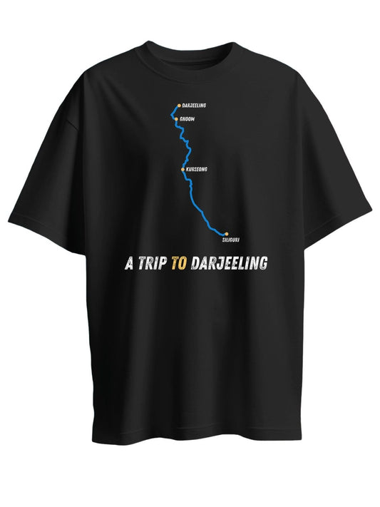 Roads to India® Men's Pure Cotton Travel T-Shirt – Siliguri to Darjeeling Graphic Tee | Unisex Fit (Regular & Oversized) | 180/220 GSM | Half Sleeve, Round Neck | S–5XL | Black, Navy Blue, Olive