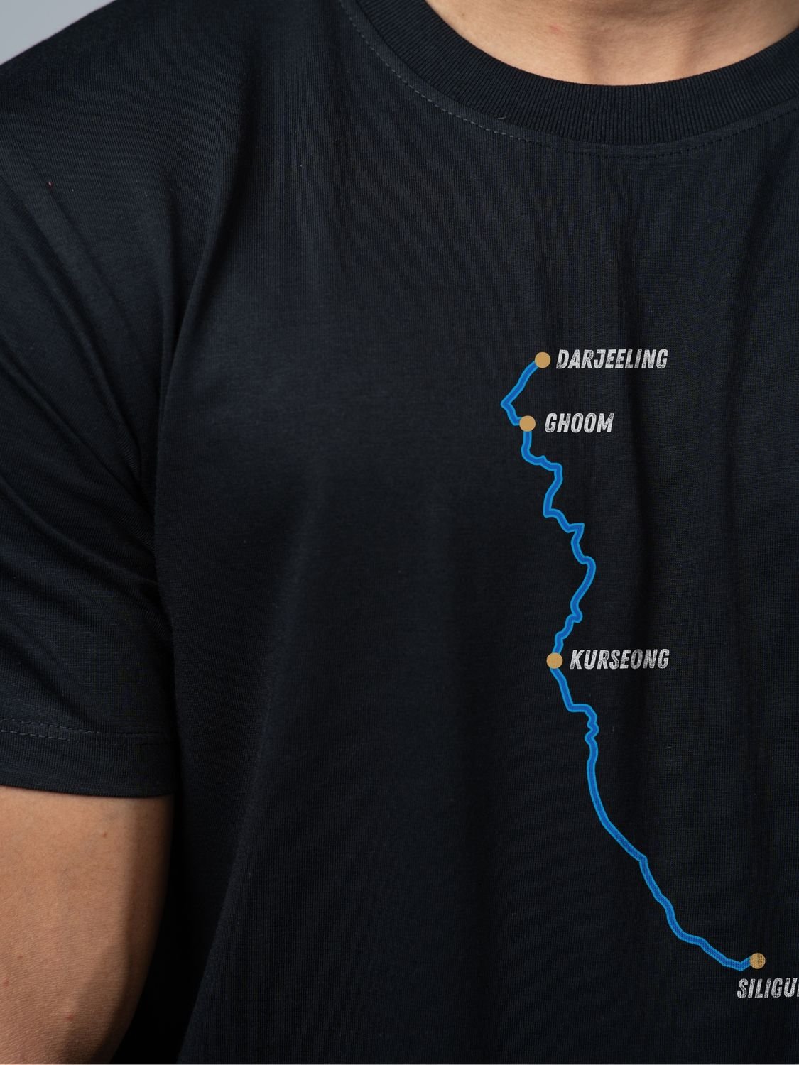 Roads to India® Men's Pure Cotton Travel T-Shirt – Siliguri to Darjeeling Graphic Tee | Unisex Fit (Regular & Oversized) | 180/220 GSM | Half Sleeve, Round Neck | S–5XL | Black, Navy Blue, Olive