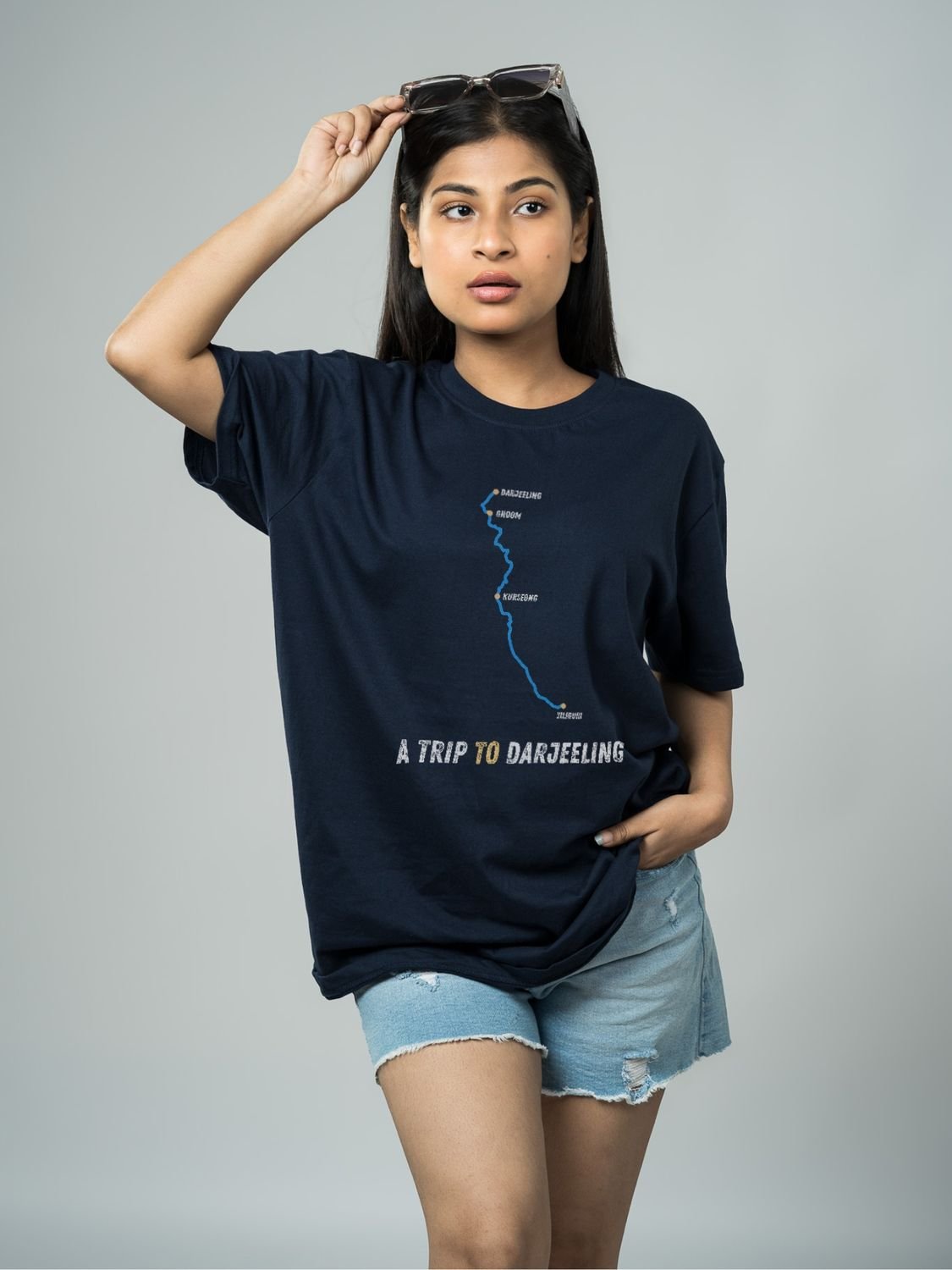 Roads to India® Men's Pure Cotton Travel T-Shirt – Siliguri to Darjeeling Graphic Tee | Unisex Fit (Regular & Oversized) | 180/220 GSM | Half Sleeve, Round Neck | S–5XL | Black, Navy Blue, Olive