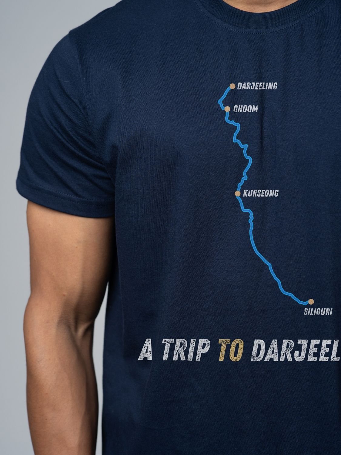Roads to India® Men's Pure Cotton Travel T-Shirt – Siliguri to Darjeeling Graphic Tee | Unisex Fit (Regular & Oversized) | 180/220 GSM | Half Sleeve, Round Neck | S–5XL | Black, Navy Blue, Olive