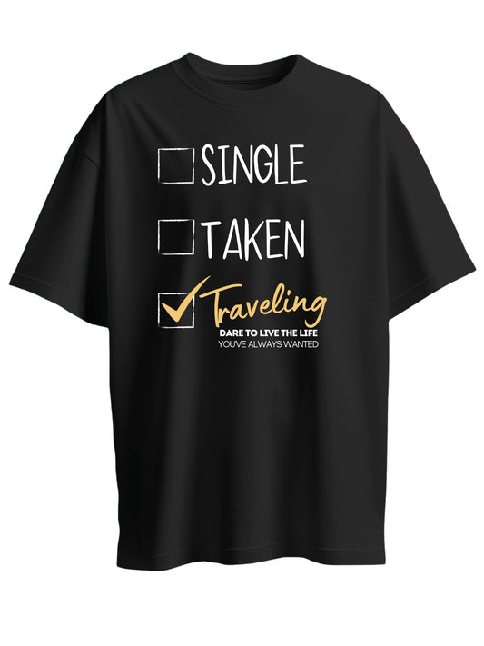 Roads to India® Cotton T-Shirt for Men – Single, Taken Graphic Print Tee | Half Sleeve Round Neck | Unisex Regular & Oversized Fit | 180/220 GSM | Navy Blue, Black, Red | S to 5XL