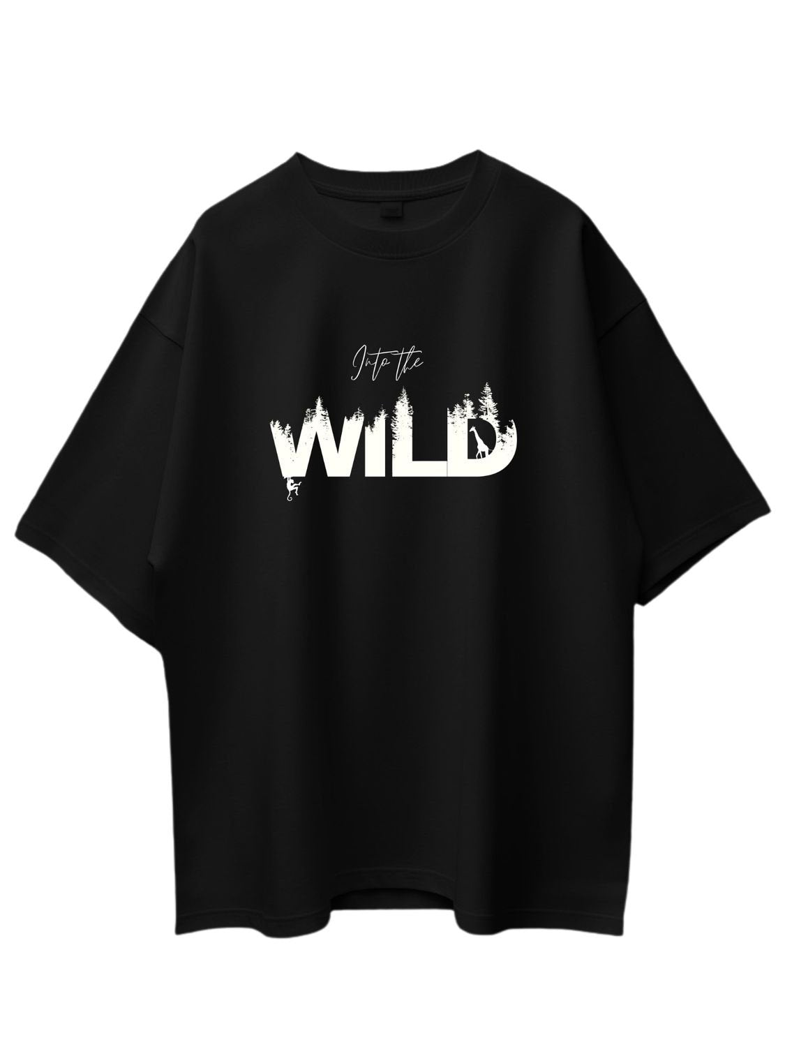 Roads to India® Men's Cotton Casual T-Shirt – Into The Wild Graphic Tee | Unisex Fit (Regular & Oversized) | 180/220 GSM | Half Sleeve, Round Neck | S–5XL | White, Black