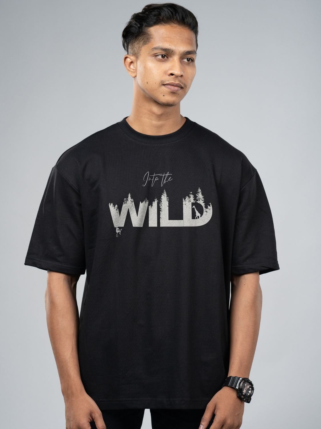 Roads to India® Men's Cotton Casual T-Shirt – Into The Wild Graphic Tee | Unisex Fit (Regular & Oversized) | 180/220 GSM | Half Sleeve, Round Neck | S–5XL | White, Black