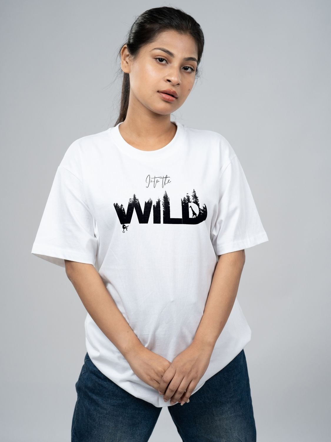 Roads to India® Men's Cotton Casual T-Shirt – Into The Wild Graphic Tee | Unisex Fit (Regular & Oversized) | 180/220 GSM | Half Sleeve, Round Neck | S–5XL | White, Black