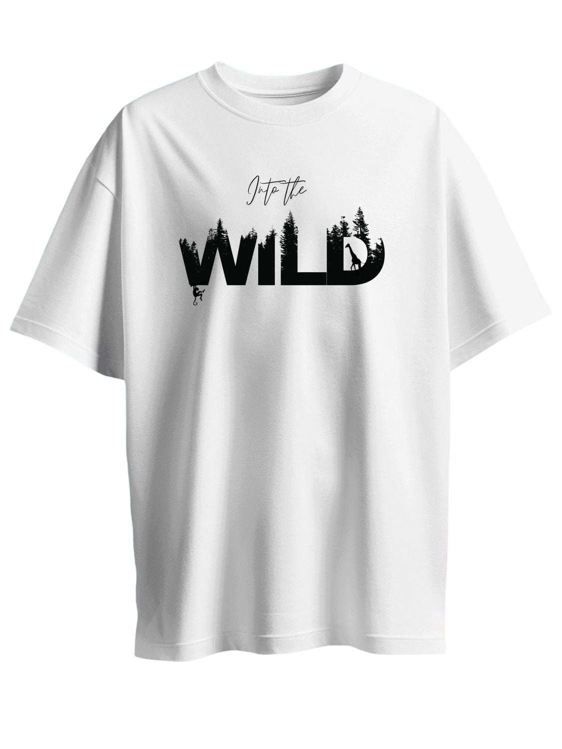 Roads to India® Men's Cotton Casual T-Shirt – Into The Wild Graphic Tee | Unisex Fit (Regular & Oversized) | 180/220 GSM | Half Sleeve, Round Neck | S–5XL | White, Black