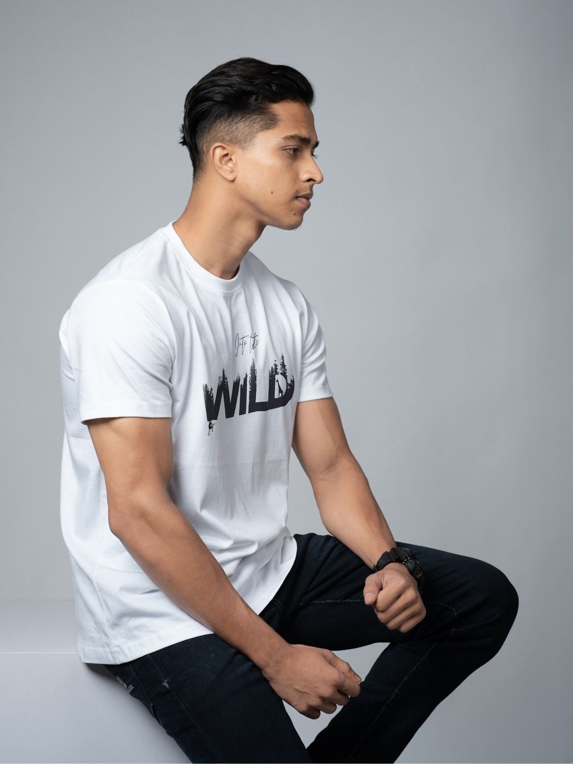 Roads to India® Men's Cotton Casual T-Shirt – Into The Wild Graphic Tee | Unisex Fit (Regular & Oversized) | 180/220 GSM | Half Sleeve, Round Neck | S–5XL | White, Black