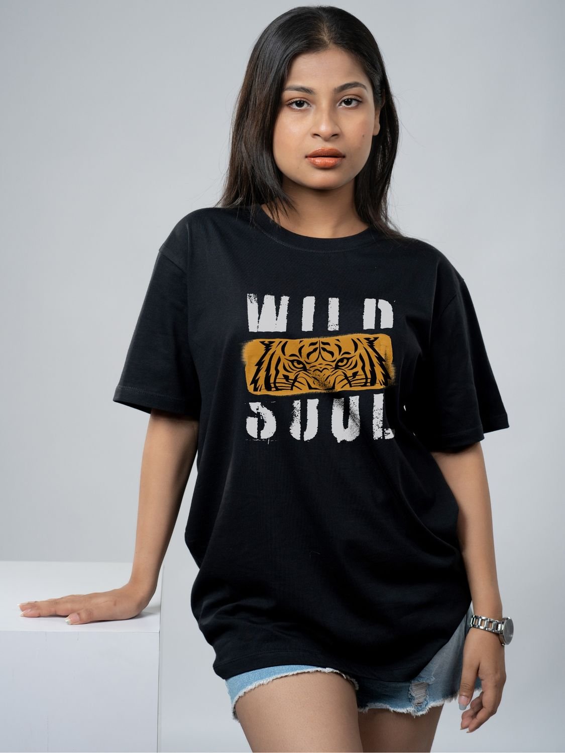 Roads to India® Men's Cotton Casual T-Shirt – Wild Soul Graphic Tee | Unisex Fit (Regular & Oversized) | 180/220 GSM | Half Sleeve, Round Neck | S–5XL | Black, Navy Blue, White