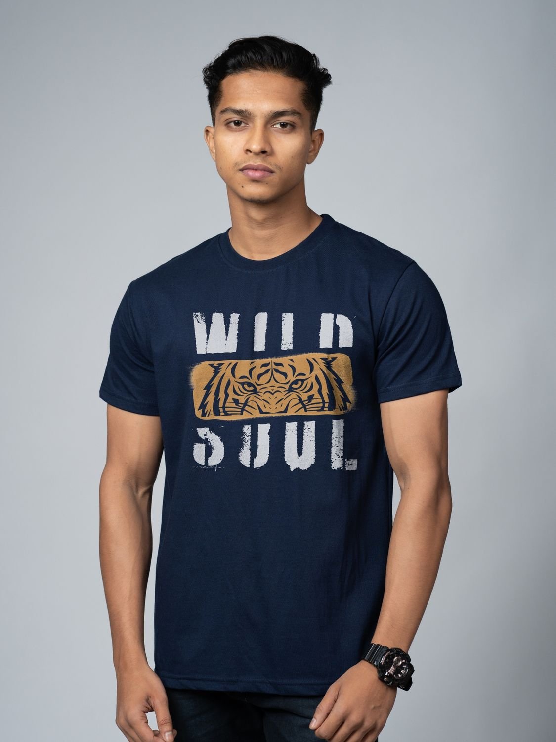 Roads to India® Men's Cotton Casual T-Shirt – Wild Soul Graphic Tee | Unisex Fit (Regular & Oversized) | 180/220 GSM | Half Sleeve, Round Neck | S–5XL | Black, Navy Blue, White