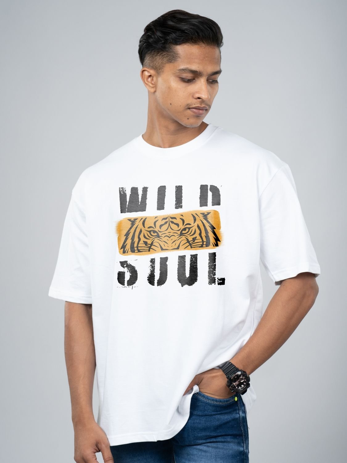 Roads to India® Men's Cotton Casual T-Shirt – Wild Soul Graphic Tee | Unisex Fit (Regular & Oversized) | 180/220 GSM | Half Sleeve, Round Neck | S–5XL | Black, Navy Blue, White