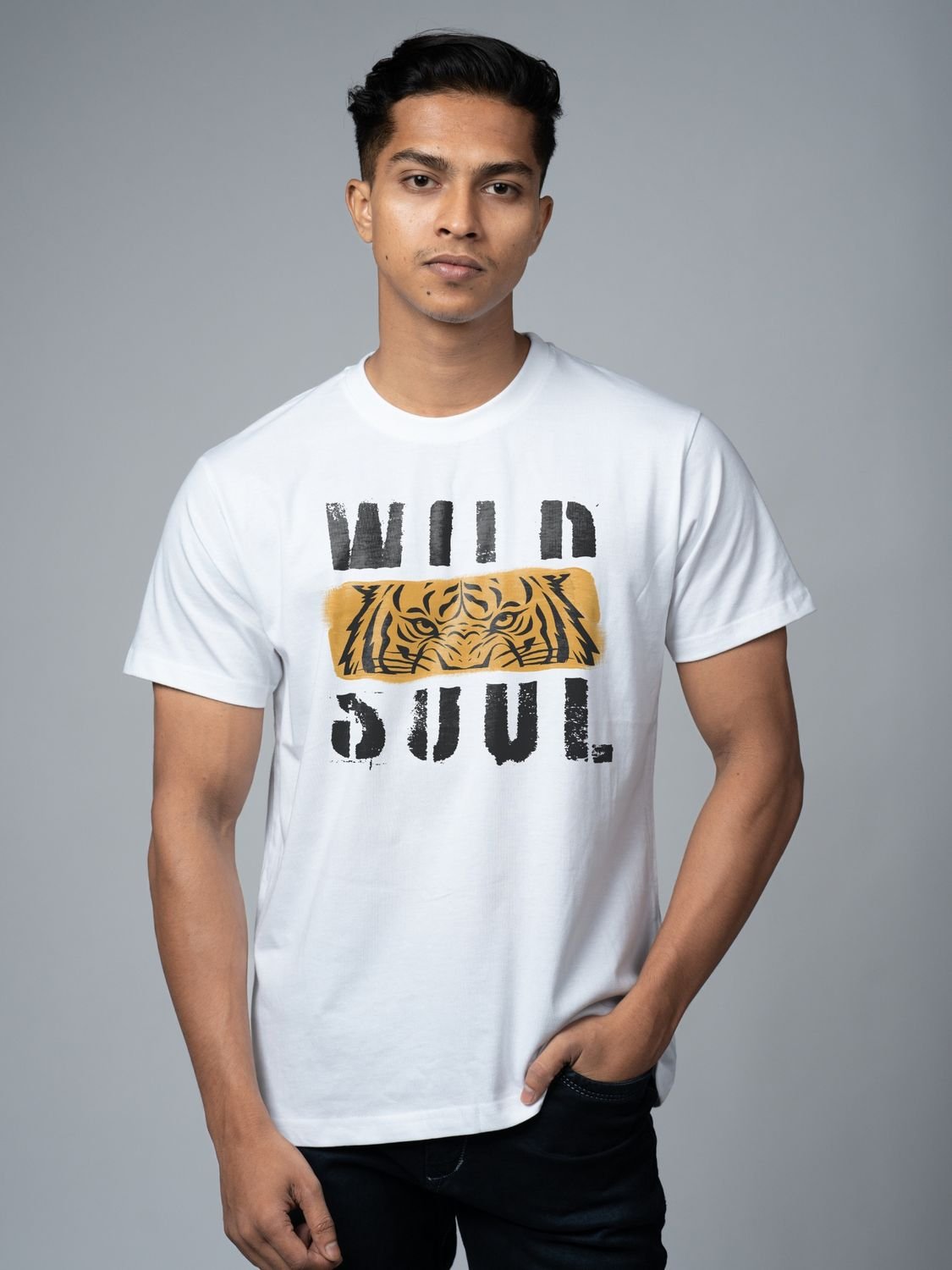 Roads to India® Men's Cotton Casual T-Shirt – Wild Soul Graphic Tee | Unisex Fit (Regular & Oversized) | 180/220 GSM | Half Sleeve, Round Neck | S–5XL | Black, Navy Blue, White