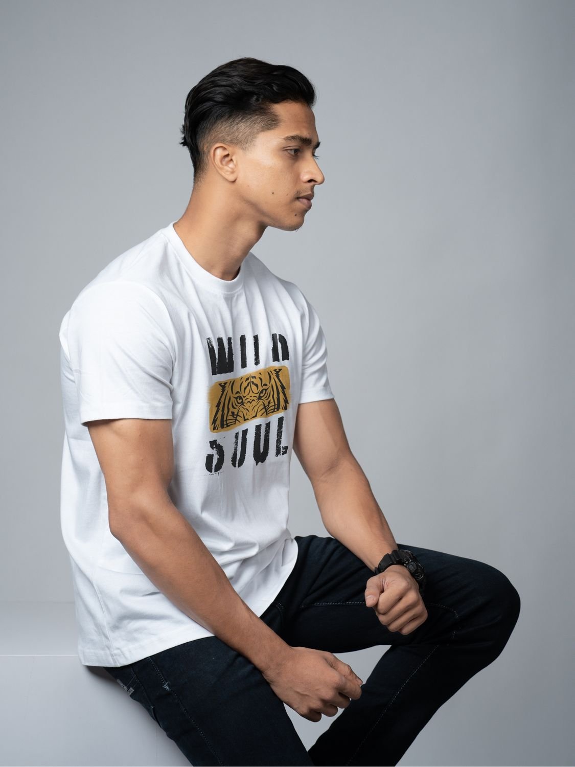 Roads to India® Men's Cotton Casual T-Shirt – Wild Soul Graphic Tee | Unisex Fit (Regular & Oversized) | 180/220 GSM | Half Sleeve, Round Neck | S–5XL | Black, Navy Blue, White