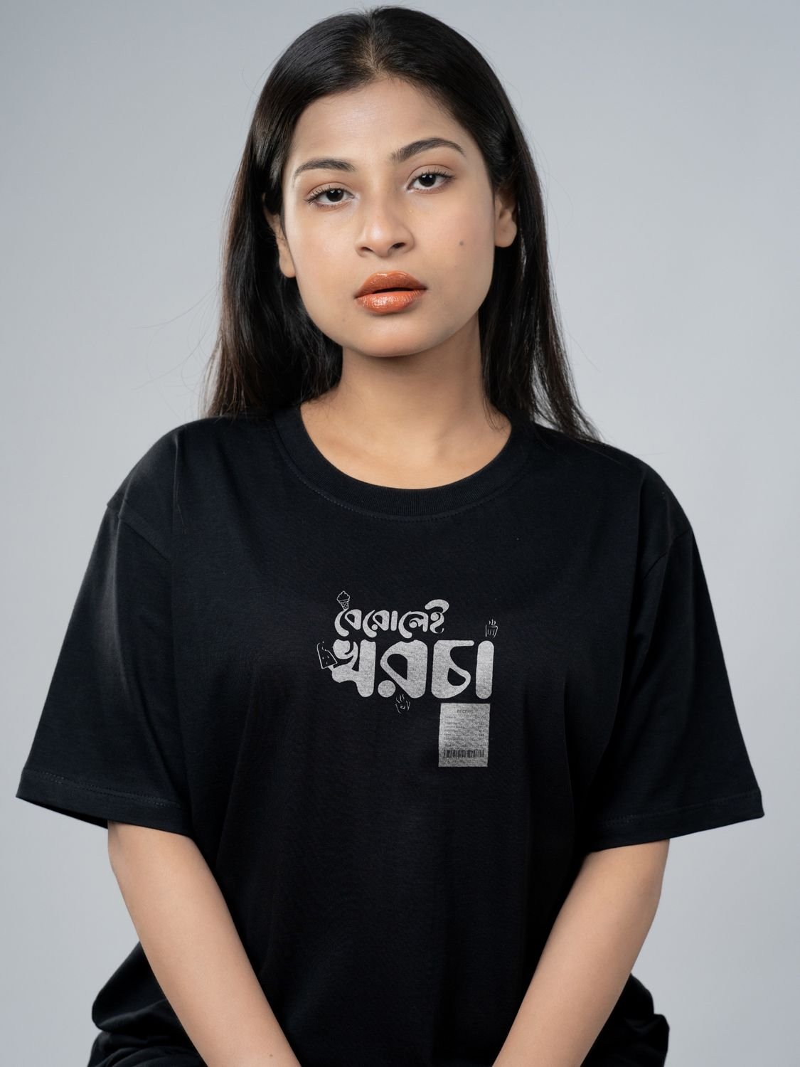 Roads to India® Bengali T-Shirt for Men – 100% Cotton Berolei Khorcha Bengali T-Shirt | Round Graphic Print Neck Half Sleeve | Unisex Regular & Oversized Fit | 180/220 GSM | S–5XL | Black