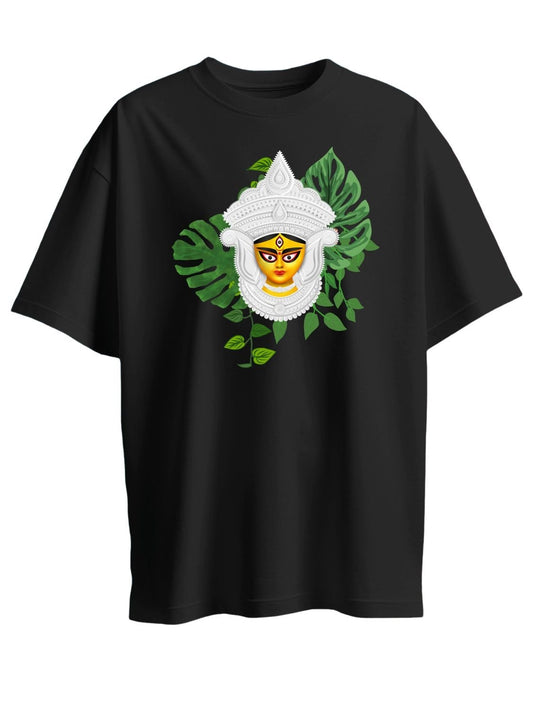 Roads to India® T-Shirt for Men – 100% Cotton Maa Durga Half Sleeve Round Neck Graphic Print Tee | Unisex Regular & Oversized Fit | Unisex 180/220 GSM | S–5XL | Black, Navy Blue
