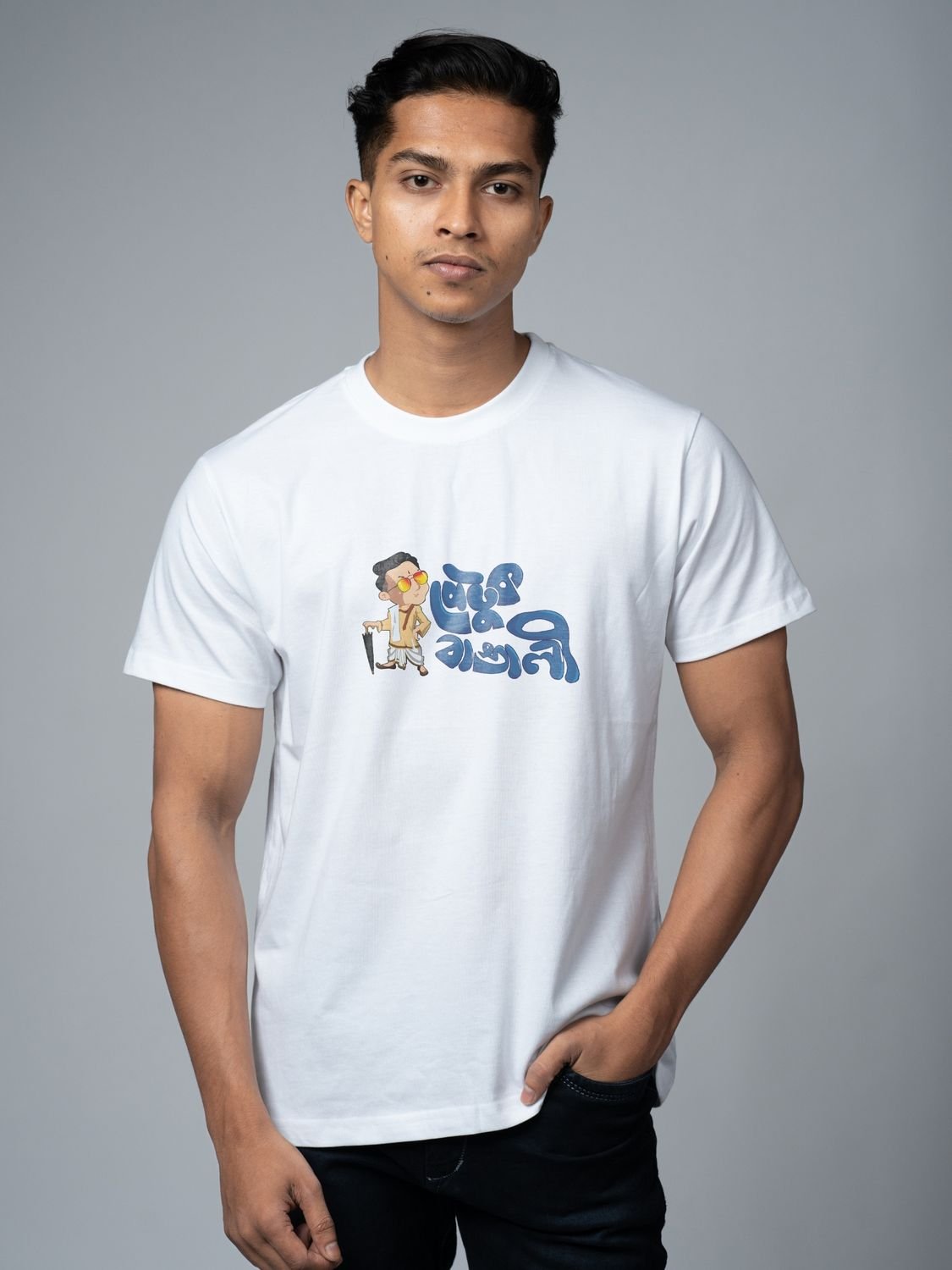 Roads to India® T-Shirt for Men – 100% Cotton Petuk Bengali Half Sleeve Round Neck Graphic Print Tee | Unisex Regular & Oversized Fit | 180/220 GSM | S–5XL | White