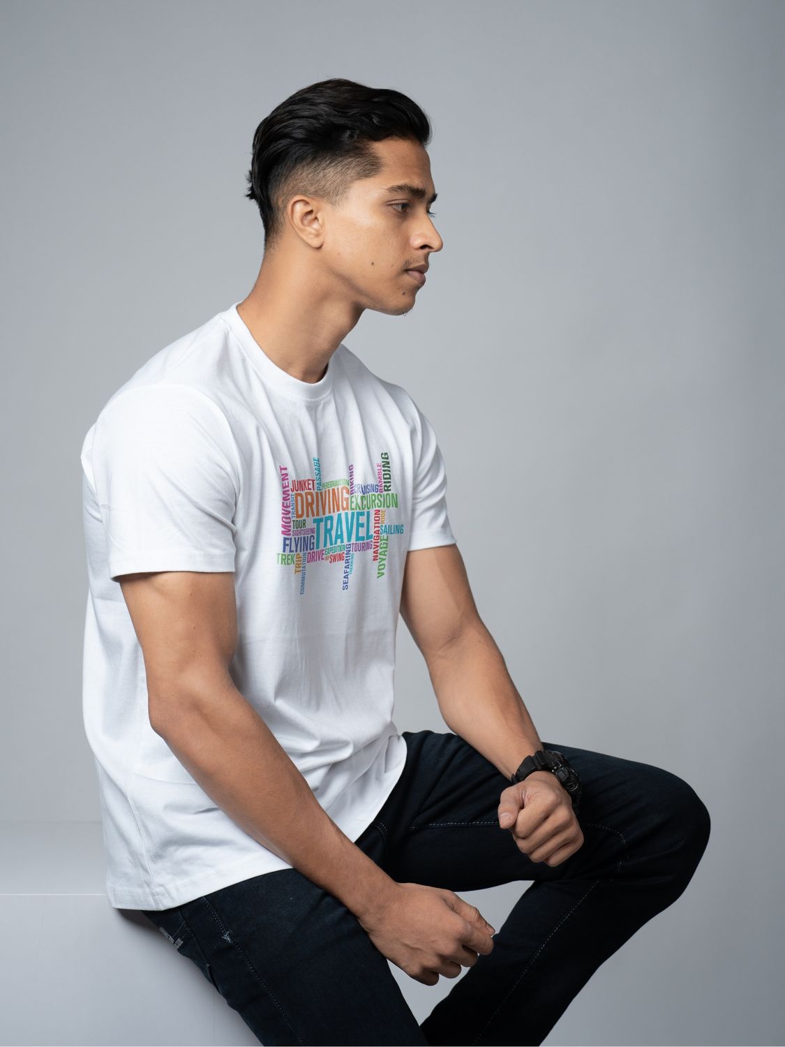 Roads to India® Cotton T-Shirt for Men – Travel Typography Graphic Print Tee | Half Sleeve Round Neck | Unisex Regular Fit | 180 GSM | White, Black | S to 5XL