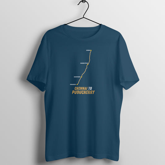 Chennai to Puducherry roadmap - Unisex T-Shirt - Make Every Mile Count