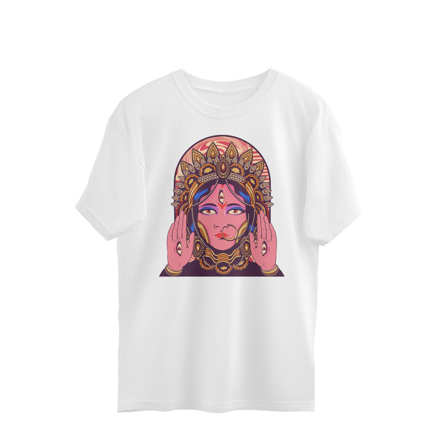 Maa Durga Illustration Hinduism Themed - Oversized T- Shirt - 100% Organic Cotton - low carbon footprint - Limited Edition - Exclusive Agomoni collection by Roads To India