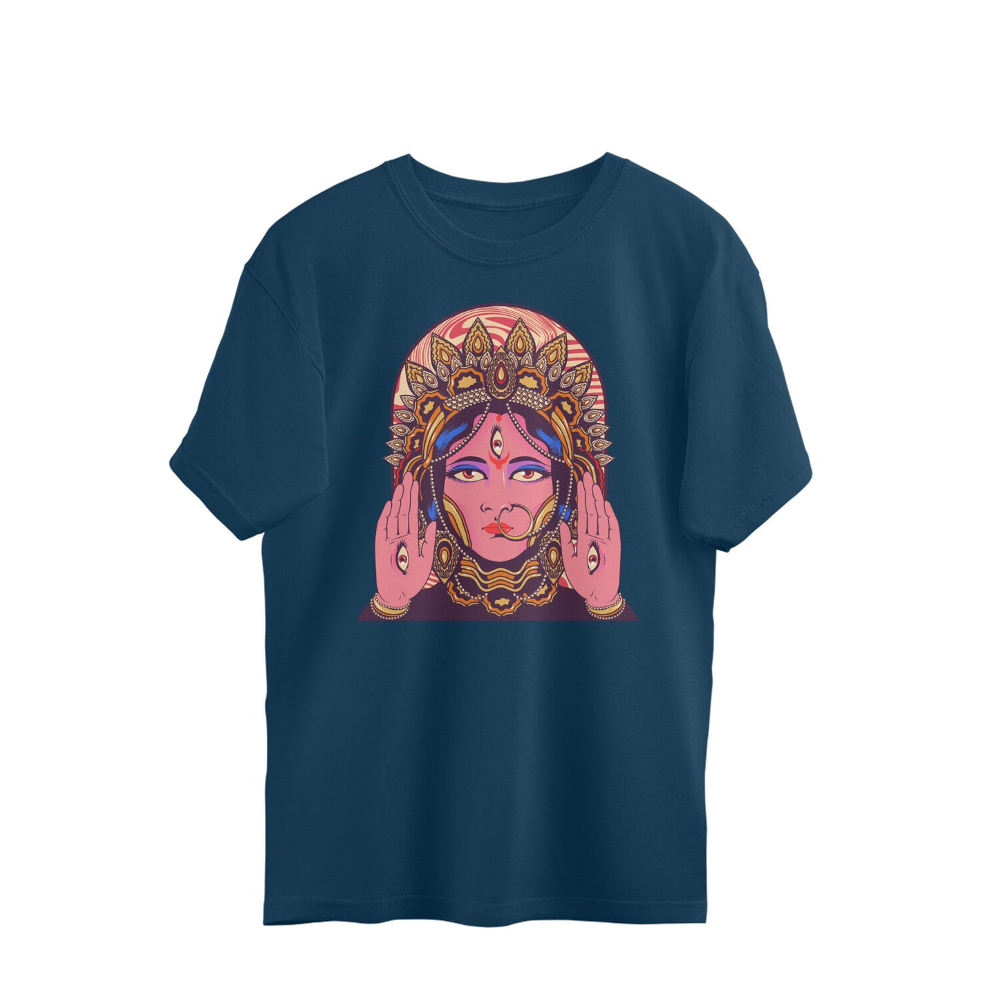 Maa Durga Illustration Hinduism Themed - Oversized T- Shirt - 100% Organic Cotton - low carbon footprint - Limited Edition - Exclusive Agomoni collection by Roads To India