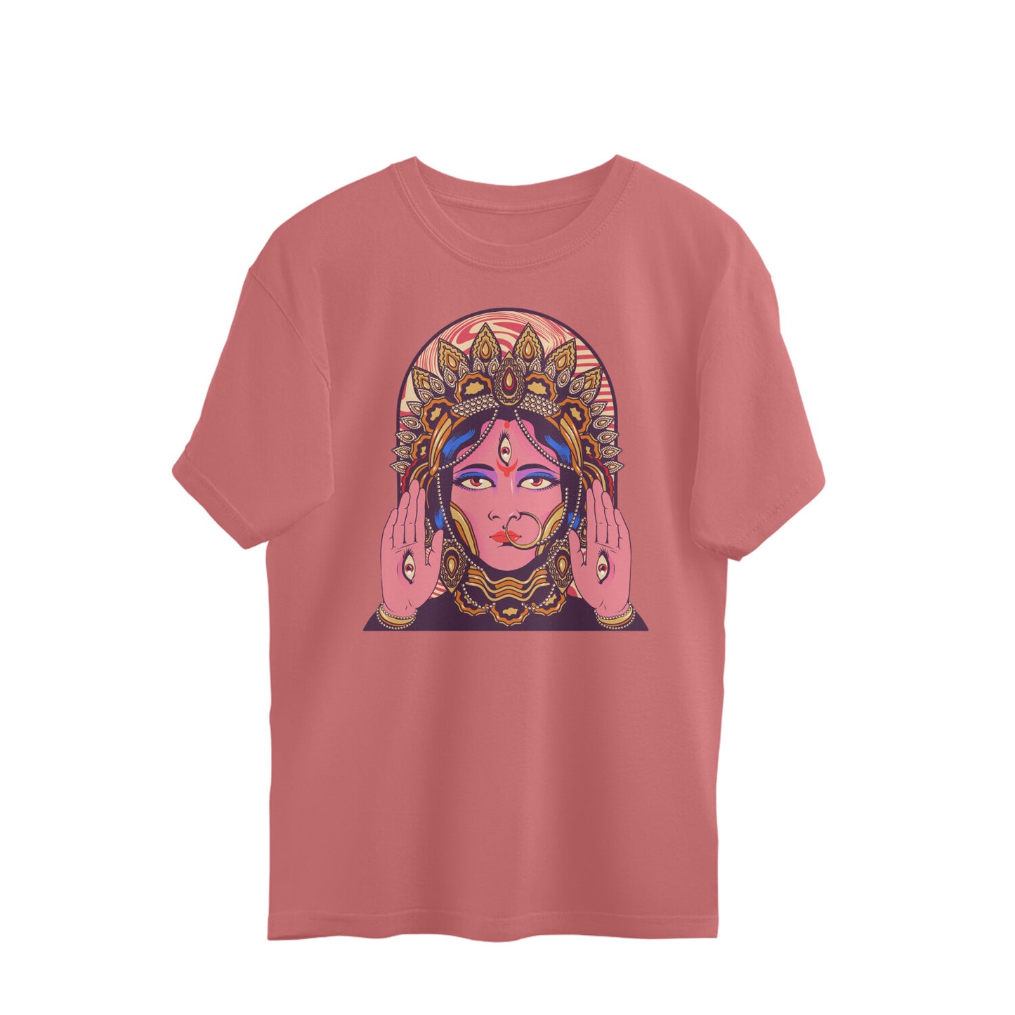 Maa Durga Illustration Hinduism Themed - Oversized T- Shirt - 100% Organic Cotton - low carbon footprint - Limited Edition - Exclusive Agomoni collection by Roads To India