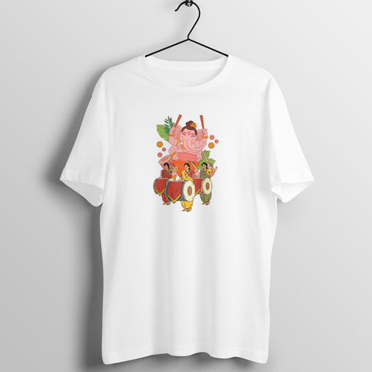 Celebrating Ganesh Chaturthi -100% combed Organic cotton - Premium Quality - Unisex T shirt - Enjoy Ganesh Chaturthi With Roads To India