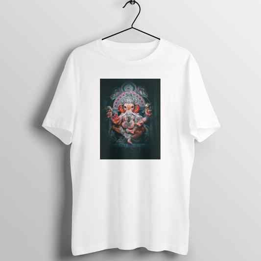 Sitting Ganesha Hd Photo - 100% combed Organic cotton - Premium Quality - Unisex T shirt - Enjoy Ganesh Chaturthi With Roads To India