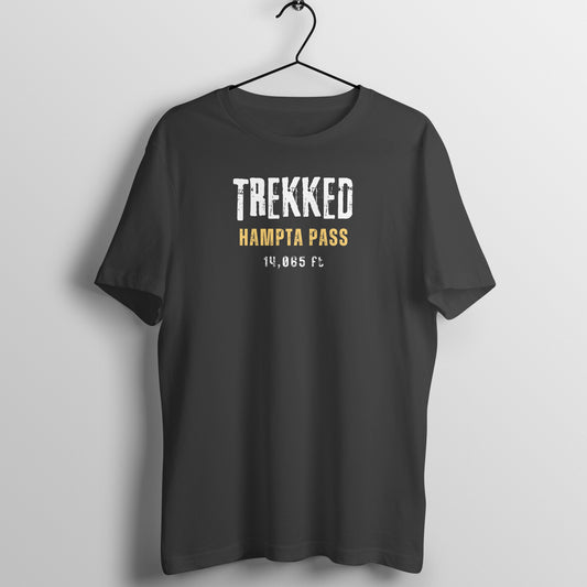 Roads to India Travel Tees - Trekked Hampta Pass - Unisex Regular Fit T-Shirt - Half Sleeve Crew Neck - 100% Combed Cotton, Sustainable Ink Print, BioWashed, Side-Seamed, Graphic Printed Trekking Tee