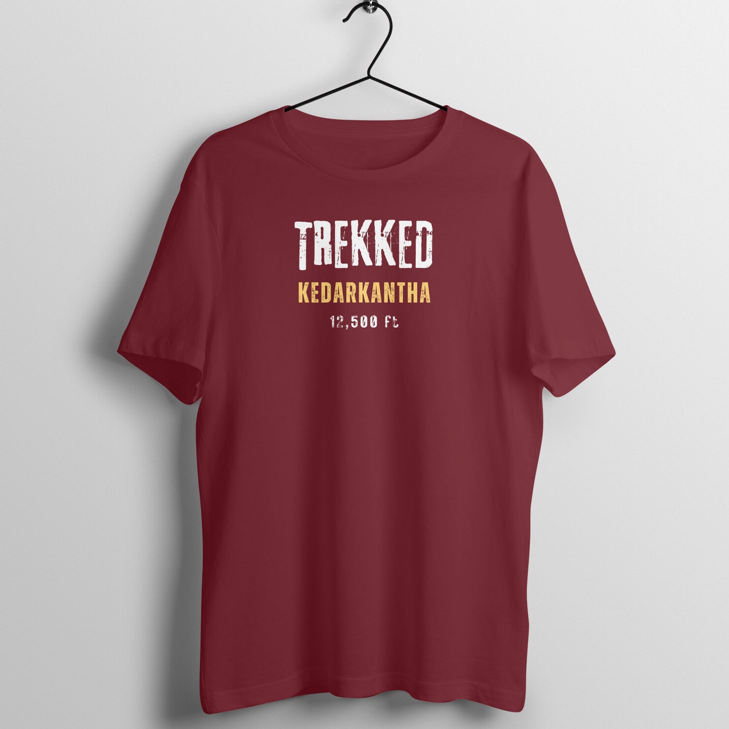 Roads to India Travel Tees - Trekked Kedarkantha - Unisex Regular Fit T-Shirt - Half Sleeve Crew Neck - 100% Combed Cotton, Sustainable Ink Print, BioWashed, Side-Seamed, Graphic Printed Trekking Tee