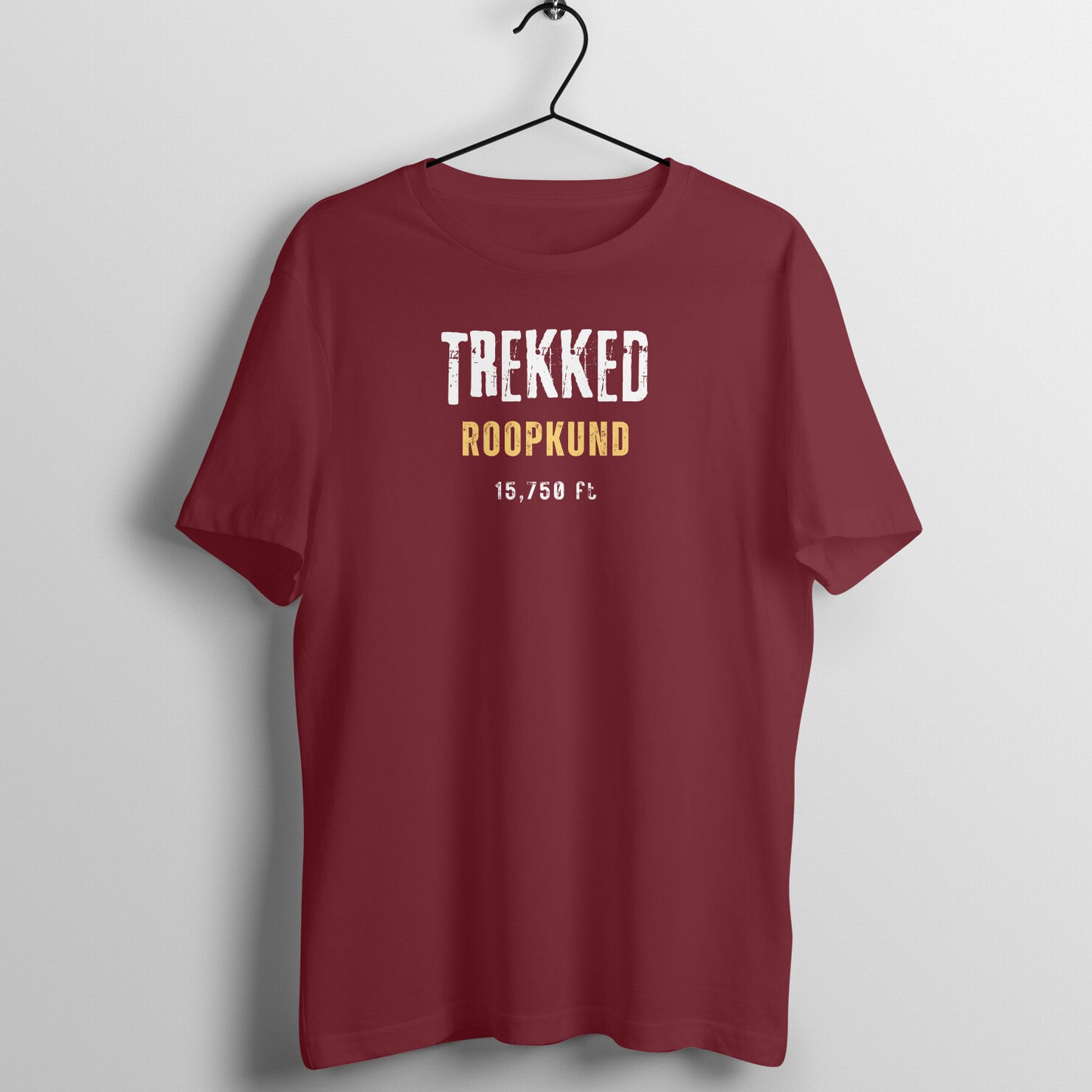 Roads to India Travel Tees - Trekked Roopkund Lake - Unisex Regular Fit T-Shirt - Half Sleeve Crew Neck - 100% Combed Cotton, Sustainable Ink Print, BioWashed, Side-Seamed, Graphic Printed Trekking Tee